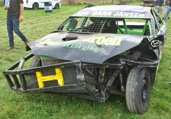 Daan Jansen's car after being followed in big time by Levi List (151) who won the Horry Barnes Memorial race
