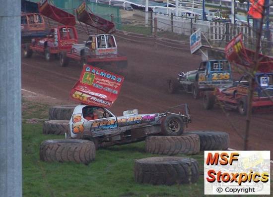 53 John Lund got dumped on the tyres in his heat
