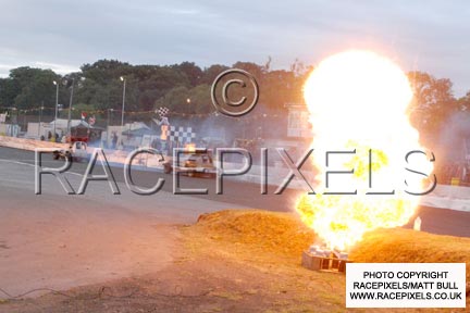 RacePixels - Tom Harris crosses the line amid the pyrotechnics
