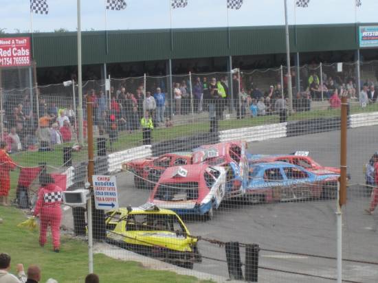 Saloon mayhem in the first race of the day caused a lengthy delay to fix the fence
