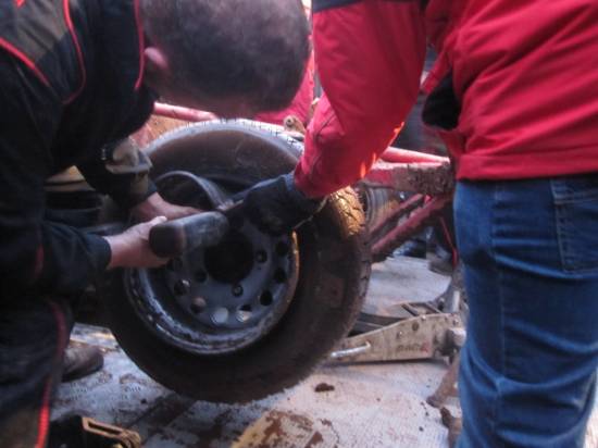 150, damaged front wheel removed
