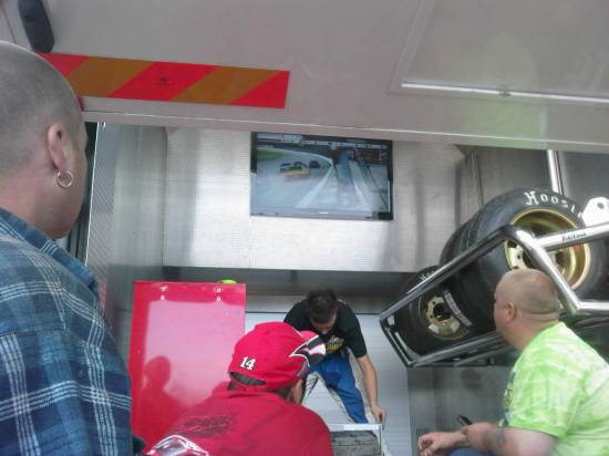 watching nascar at the 464 transporter
