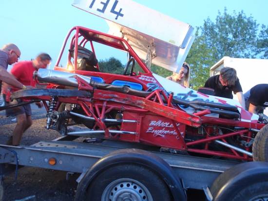 Cameron McColm's F2 after getting collected on the home straight during the Final. He was shaken but otherwise ok.
