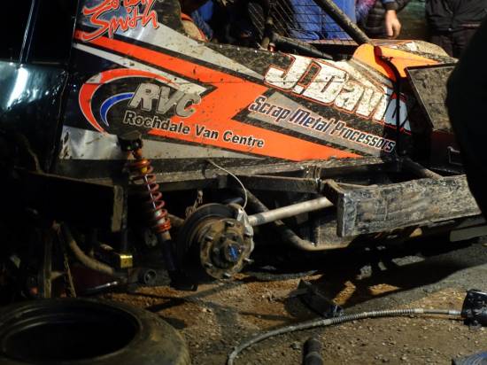 390 had a damaged rear corner from an 84 clash in the Final
