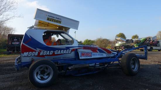 Callum Oakes-Kitson in the car last driven by Euan Millar at Cowdie 
