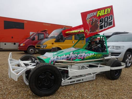 Ant Riley used last years repainted car in the arena
