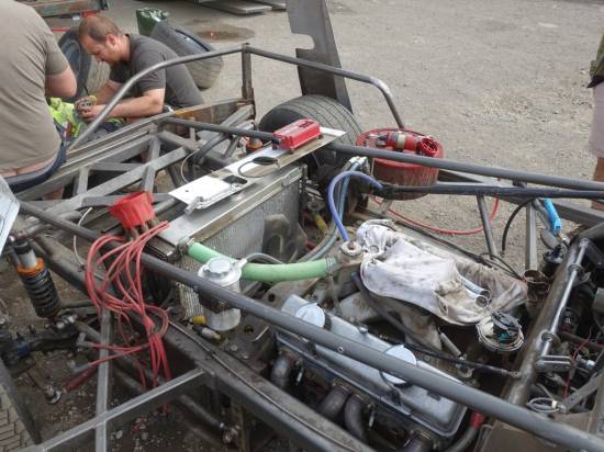 Martin Spiers spent the morning trying to diagnose a fuel pick up problem on the 451 car
