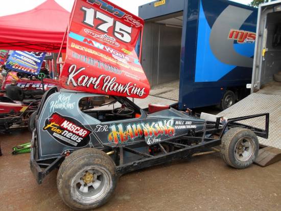 Karl Hawkins back in his newer car. Engine only went in on Thurs evening.
