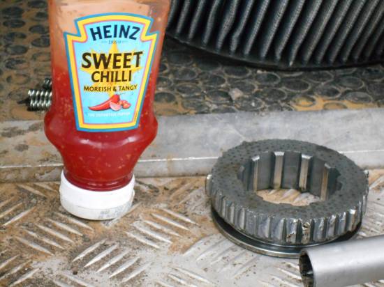 Heinz Chilli sauce for less gear friction.
