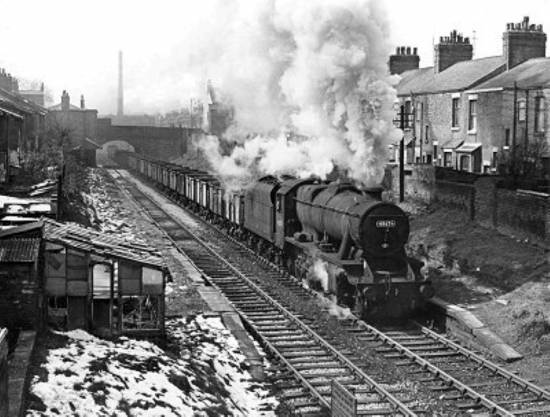 Welcome to the Preston to Longridge Railway -  Here we have a loaded coal train going from Farington Jct to Deepdale coal sidings through Deepdale cutting in winter  1966 - credit Alan Castle

