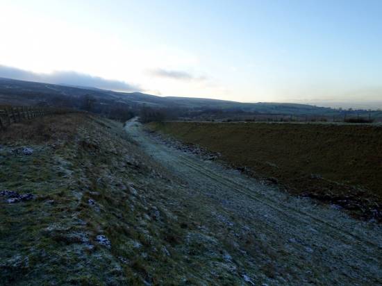 As the light fades a view of the track bed curving away west to Kirkby Stephen
