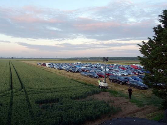 The overflow car park was in the far field at the seaside end
