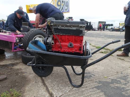 Paul Moss - An engine change after practice. The untested replacement arrives from Team Gilbert
