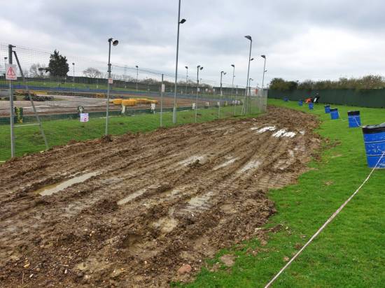 Work in progress on the current back straight
