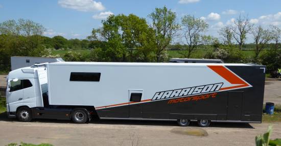 The new colours on the Team Harrison rig
