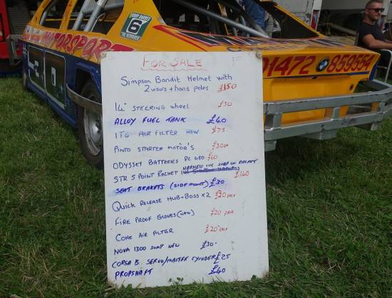 A 'For Sale' list in the Saloon pits
