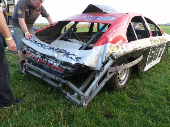 Welcome to Skeggy. The Steve Honeyman car after a huge fencing from Graeme Shevill
