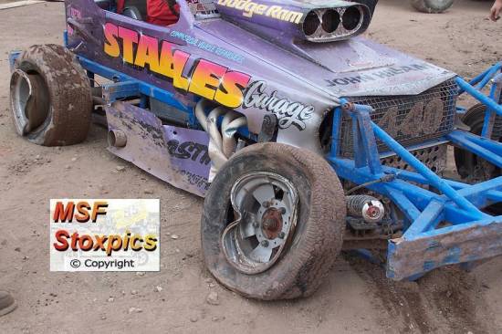65 Iain Stirk wrecked the car on the Start/Finish
