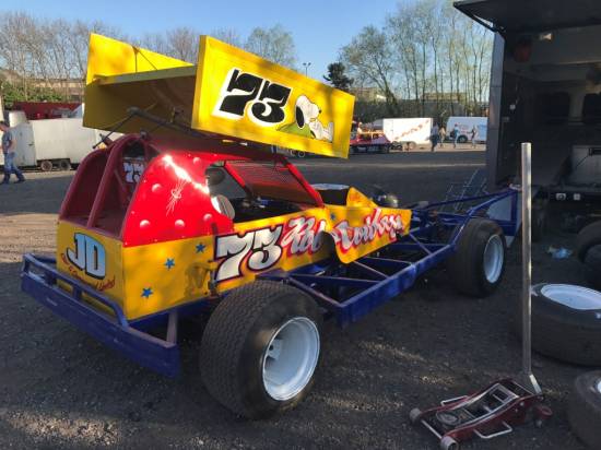 73, had to use the shale car after blowing the tar engine in practice this week.
