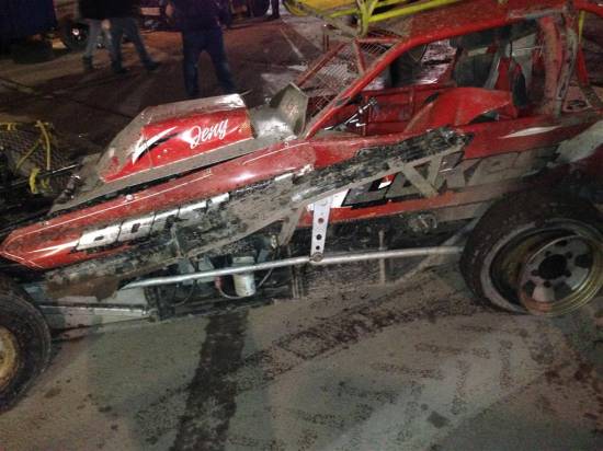 45, wrecked the car after going in at turn 3 then getting run into by 55.

