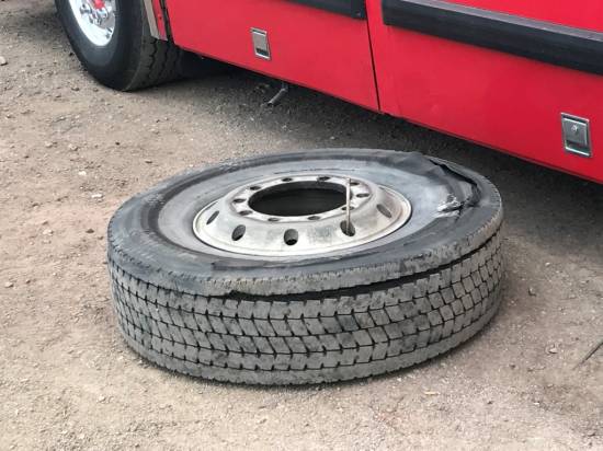 217, a ruined bus tyre.
