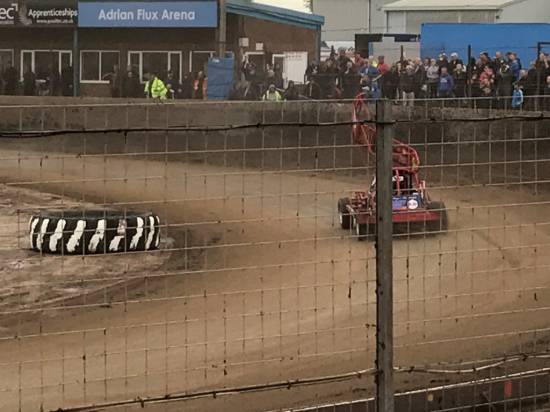 The cars were soon laying rubber down on the base as removing the slop to the infield had worked.
