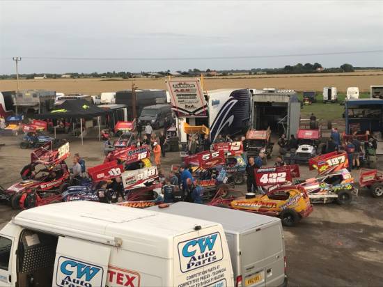 The semi drivers line up in the pits

