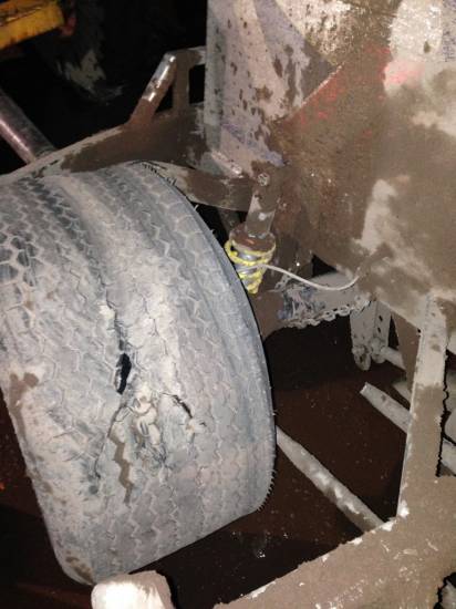 197, ripped rear tyre

