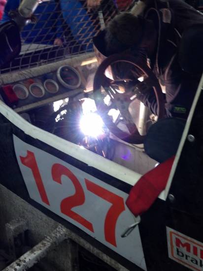 127, welding up the steering arm
