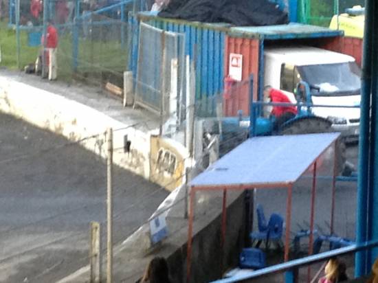 19 was put into the pit gate hard by 518 & damaged it, so they parked a tractor behind it!!!
