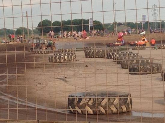The water cart was on track during the caution periods to keep the dust down on the hot day/evening
