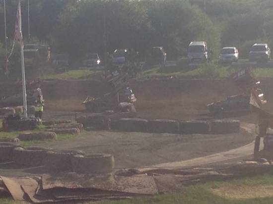 There are infield marker tyres at Stoke blocking progress. ;-)
