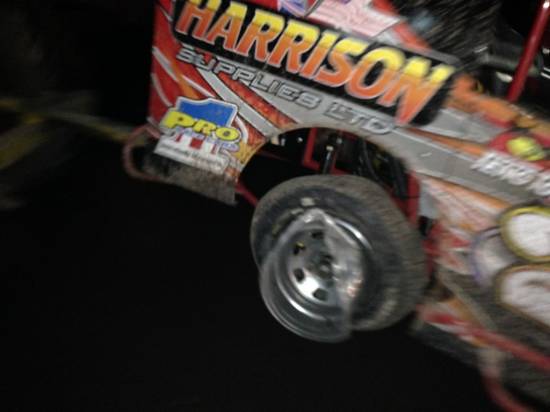 The damage to James Harrison's car. Ooops!
