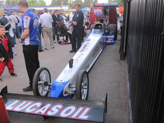 Andy Carter's Lucas Oil sponsored dragster was on display
