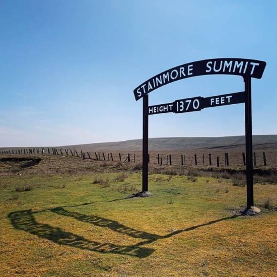 Passing Stainmore Summit on the A66. The Darlington to Tebay railway ran along here. 

