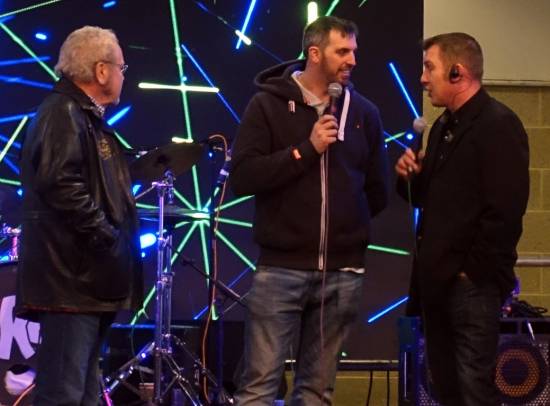 Mat on the big stage being interviewed by Richard, with input from the great showman that is Barry Lee 
