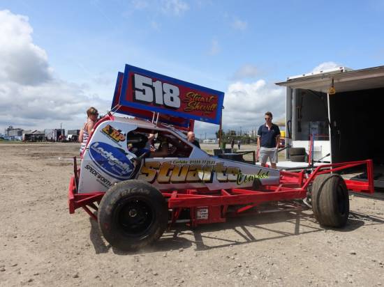 Stuart Shevill Jnr doing double duties, racing and winning in his new Saloon also.
