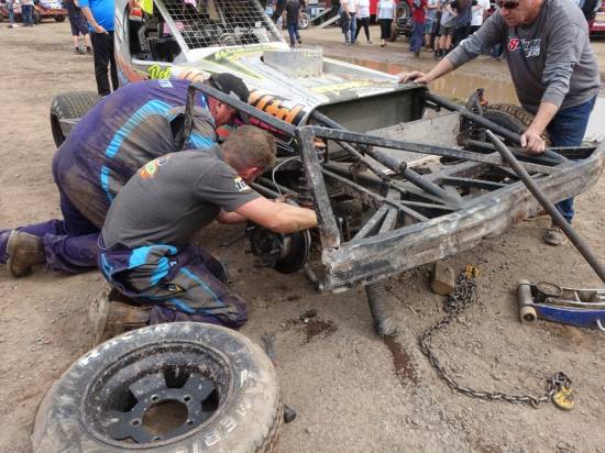 5 - Front axle needed a tweak after the Semi. The lads did good. 
