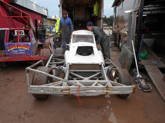 the ex Paul Harrison 2011 world final winning car going to the 16 workshop for some fettling
