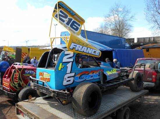 Jack France's car looked a bit worse for wear later 
