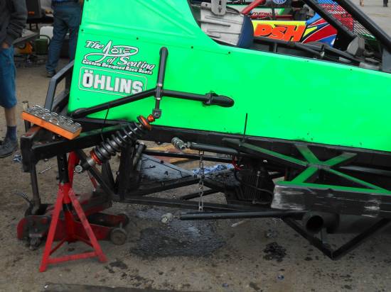 Axle out for diff work on Craig Utley's car
