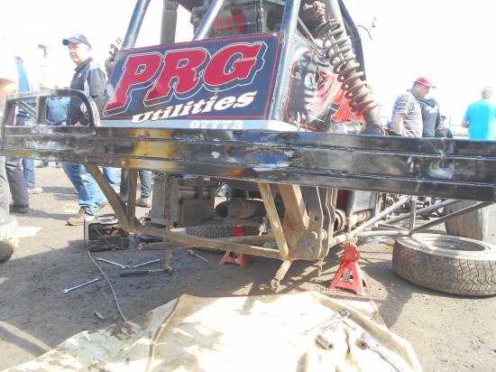 445 axle out pre meeting after damage from last night's GN. 
