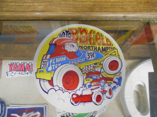 Who remembers these quality stickers? A mint survivor of years past found residing in the track shop in an equally old display cabinet.
