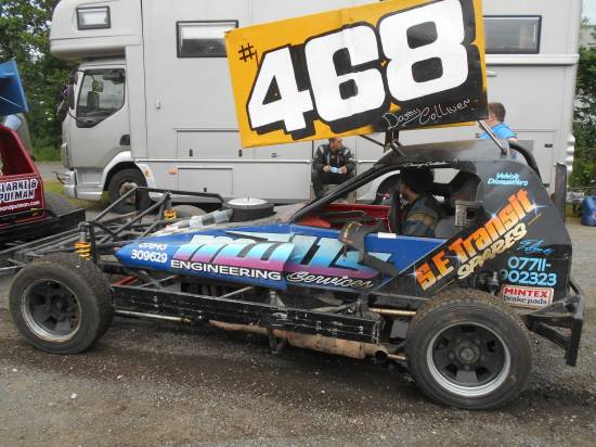 Danny Colliver loaded up after his first race with a snapped crank pulley bolt.
