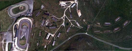 Aerial shot showing the bunkers and their close proximity to the track
